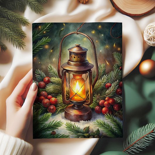 Traditional Christmas lantern holly tissue paper Seidenpapier