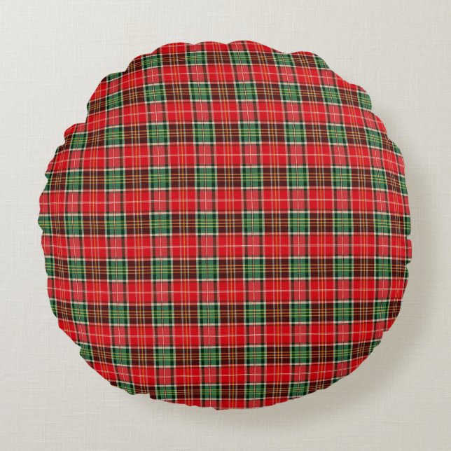 Traditional Christmas Plaid Rundes Kissen (Vorderseite)