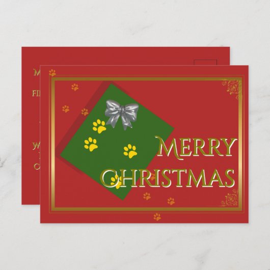 Traditional Christmas Postcard - Gold Typography Postkarte (Vorne/Hinten)