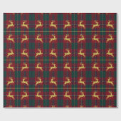 Traditional Christmas Reindeer Plaid Geschenkpapier (Flach)