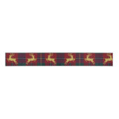 Traditional Christmas Reindeer Plaid Ripsband (Vorderseite)
