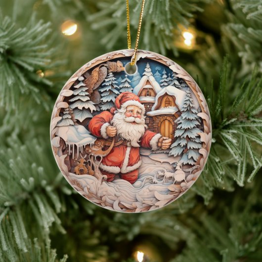 TRADITIONAL CHRISTMAS SANTA CLAUS KERAMIK ORNAMENT (Baum)