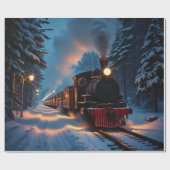 Traditional Christmas Steam Train Winter Landscape Geschenkpapier (Flach)