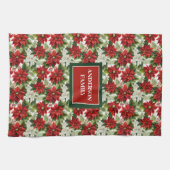 Traditional Christmas Towel Red Green Floral Art Geschirrtuch (Horizontal)