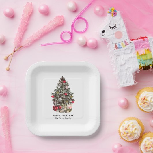 Traditional Christmas tree custom name paper plate Pappteller (Party)