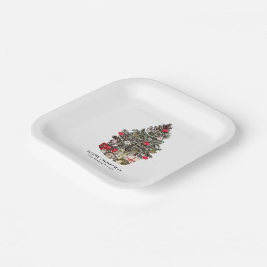 Traditional Christmas tree custom name paper plate Pappteller (Gewinkelt)