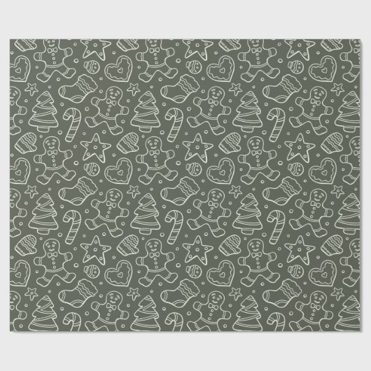 Traditional Christmas Vintage Gingerbread Man Geschenkpapier (Flach)