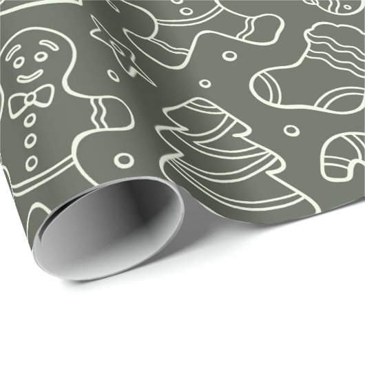 Traditional Christmas Vintage Gingerbread Man Geschenkpapier (Rolleneckpunkt)