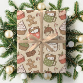 Traditional Christmas Vintage Hot Cocoa Cupcake Geschenkpapier