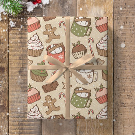 Traditional Christmas Vintage Hot Cocoa Cupcake Geschenkpapier