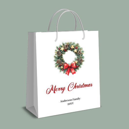 Traditional Christmas wreath gift bag personalized Mittlere Geschenktüte