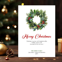 Traditional Christmas Wreath Holiday Greeting Card Feiertagskarte
