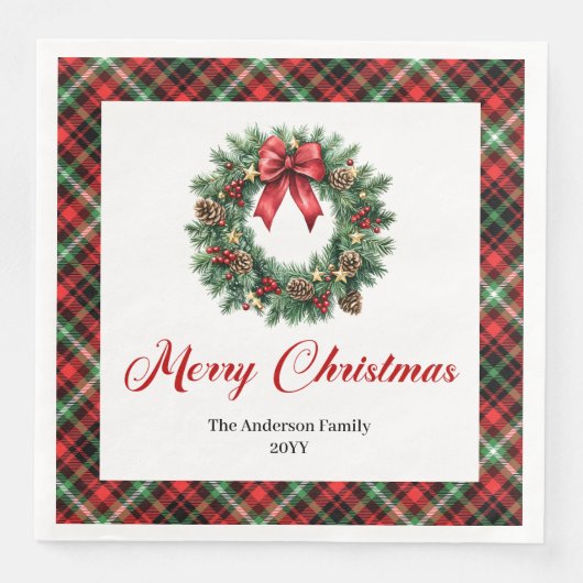 Traditional Christmas Wreath Napkins Personalized Serviette (Vorderseite)