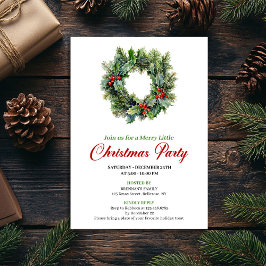 Traditional Christmas Wreath Party Invitation Einladung