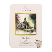 Traditional Church Gold Flower Save the Date