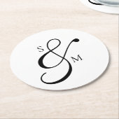 Traditional Classic Ampersand Monogram Wedding Runder Pappuntersetzer (Angewinkelt)