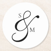 Traditional Classic Ampersand Monogram Wedding Runder Pappuntersetzer (Vorderseite)