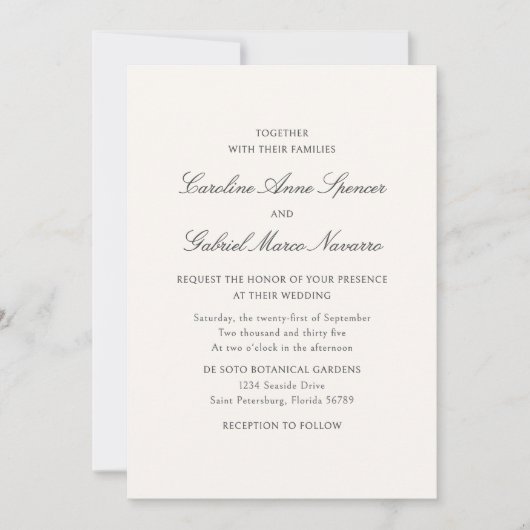 Traditional Classic Simplistic Wedding Invitation Einladung (Vorderseite)