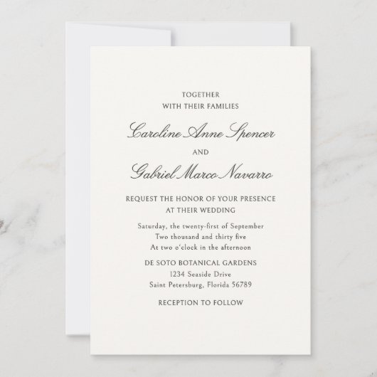 Traditional Classic Simplistic Wedding Invitation Einladung (Vorderseite)