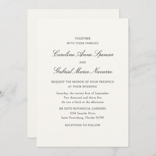 Traditional Classic Simplistic Wedding Invitation Einladung (Vorne/Hinten)
