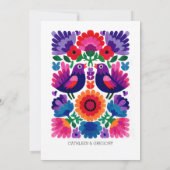 Traditional Colorful Vibrant Folk Art Wedding Einladung (Rückseite)