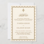 Traditional Cream and Gold Border Islamic Wedding Einladung (Vorderseite)