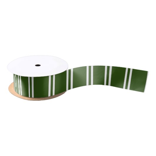 Traditional Dark Green and White Striped Patter Satinband (Spule)