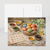 Traditional Decorated Easter Eggs with Natural Dye Postkarte (Vorne/Hinten)