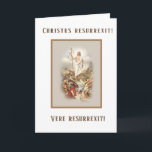 Traditional Easter Religious Greeting in Latin Feiertagskarte<br><div class="desc">This is a beautiful traditional  Easter Greeting with the Resurrection of Jesus from the tomb and the text Christ is Risen Indeed He is Risen in Latin.  The inside includes a verse which may be modified.</div>