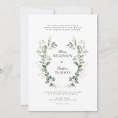 Traditional eucalptus Greenery Wedding QR Code Einladung (Vorderseite)