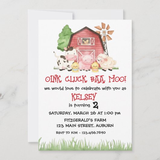Traditional Farm Theme Birthday Invitation Einladung (Vorderseite)