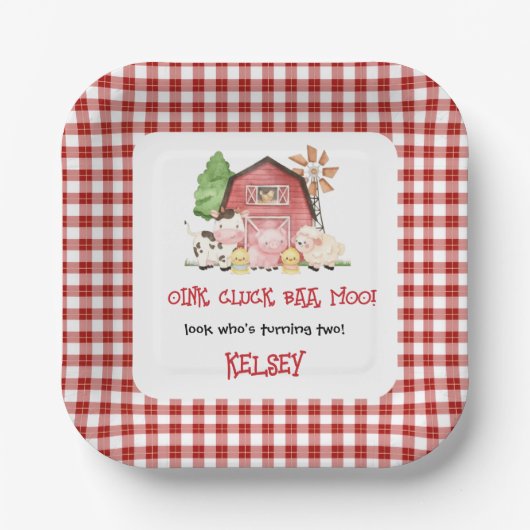 Traditional Farm Theme Birthday Paper Plates Pappteller (Vorderseite)