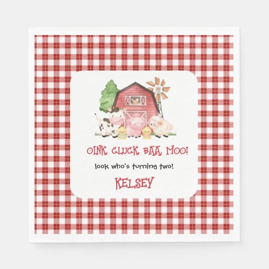 Traditional Farm Theme Birthday Paper Plates Serviette (Vorderseite)
