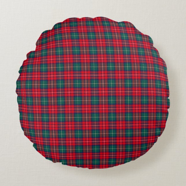 Traditional Festive Tartan Rundes Kissen (Vorderseite)