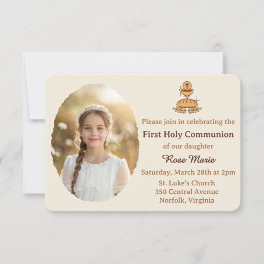 Traditional First Holy Communion Photo Einladung (Vorderseite)