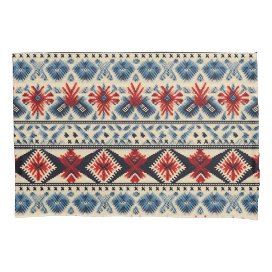 Traditional Folk Embroidery Stripe Pattern Kissenbezug (Vorderseite)
