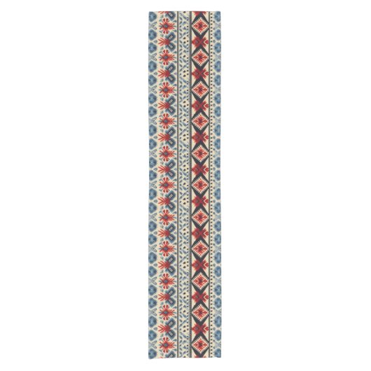 Traditional Folk Embroidery Stripe  Pattern Kurzer Tischläufer (Vorderseite)
