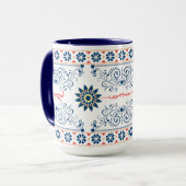 Traditional Folk Floral Pattern Mug Tasse (Vorderseite Links)