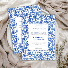 Traditional French Toile Blue Floral Wedding Einladung