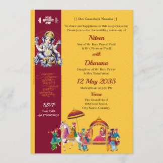 Traditional Ganesha Indian Wedding Invitation Einladung
