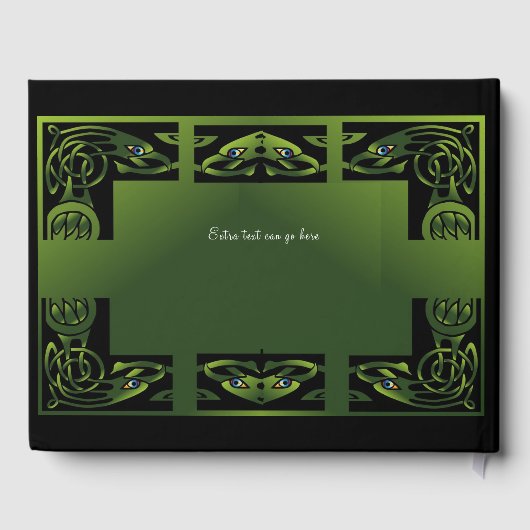 Traditional Green Irish Celtic Design Gästebuch (Rückseite)
