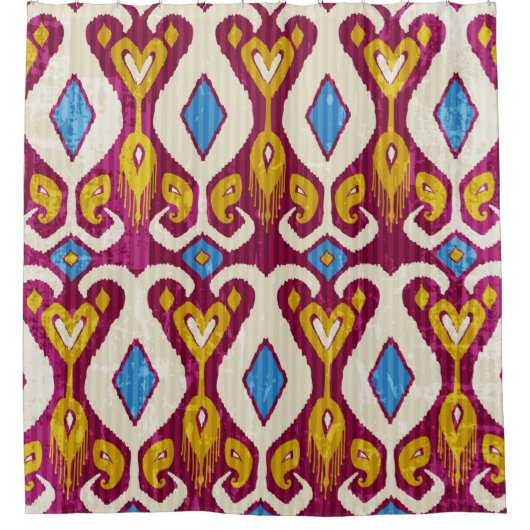 Traditional ikat fabric seamless pattern duschvorhang (Vorderseite)