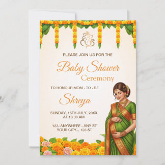 Traditional Indian Baby Shower Invitation Einladung
