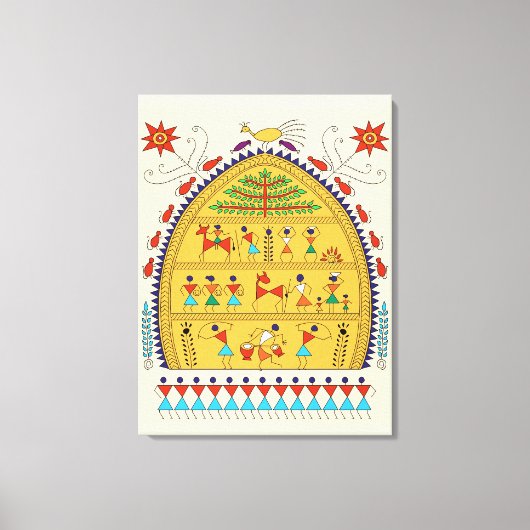 Traditional Indian Folk Art Canvas – Handcrafted  Leinwanddruck (Vorderseite)