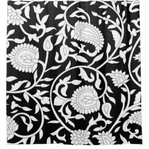 Traditional indian paisley pattern on black and wh duschvorhang