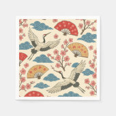 Traditional Japanese Crane & Sakura Pattern Decor Serviette (Vorderseite)