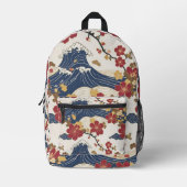 Traditional Japanese Kimono Pattern Backpack Bedruckter Rucksack (Vorderseite)