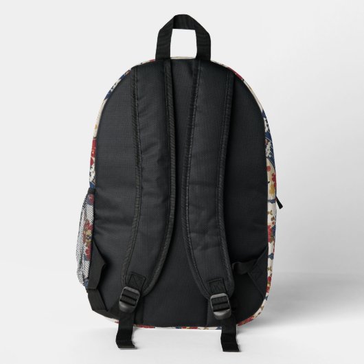 Traditional Japanese Kimono Pattern Backpack Bedruckter Rucksack (Rückseite)