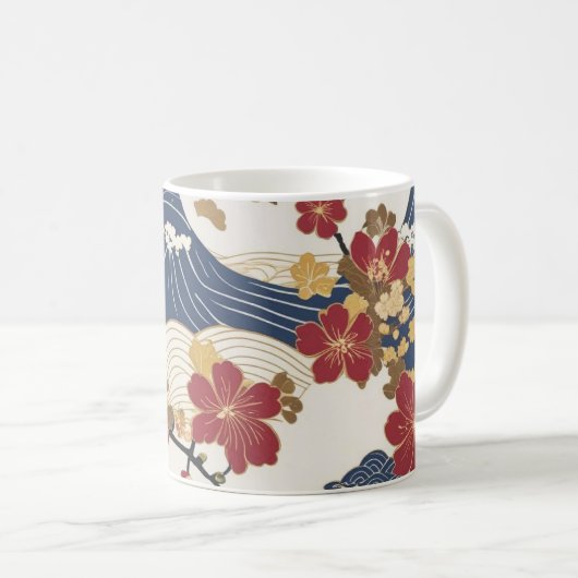 Traditional Japanese Kimono Pattern Kaffeetasse (VorderseiteRechts)