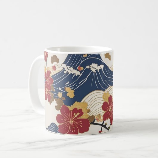 Traditional Japanese Kimono Pattern Kaffeetasse (Vorderseite Links)